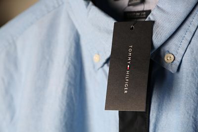 Tommy Hilfiger blue shirt with tab