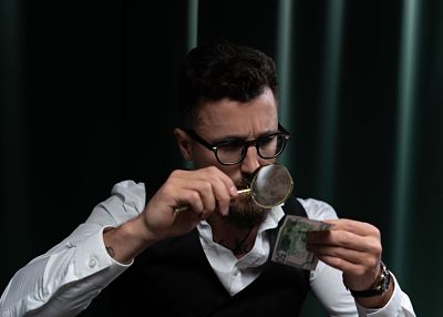 Man with a magnifying glass